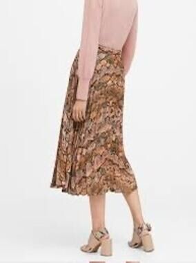 Banana Republic Snake Print Pleated Midi Skirt Women's Size 10